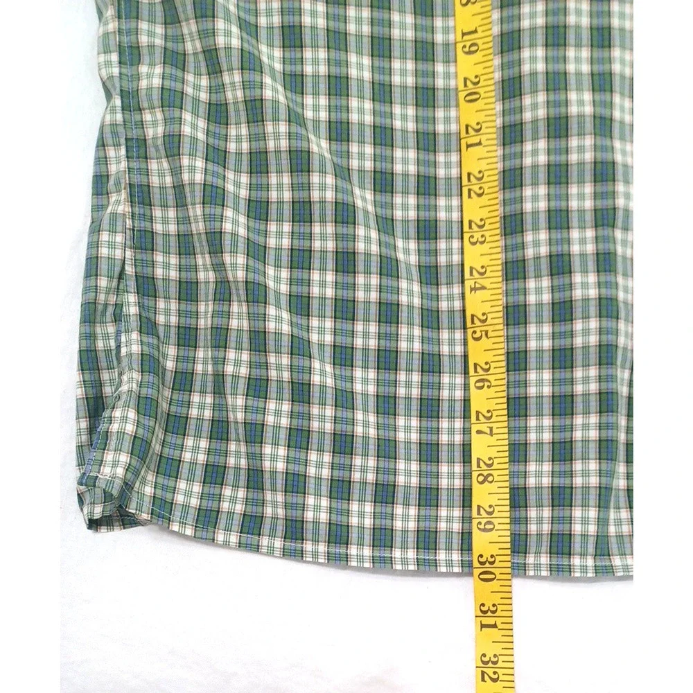 Banana Republic Mens Green Plaid Button SS Shirt Sz XL Chest 50
